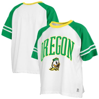  Oregon Ducks Pressbox Women's Sky Colorblock T-Shirt - White