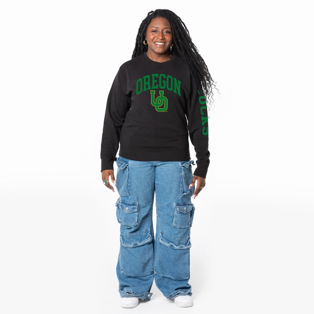 Oregon Ducks ZooZatz Women's Lightweight Fleece Pullover Sweatshirt - Black
