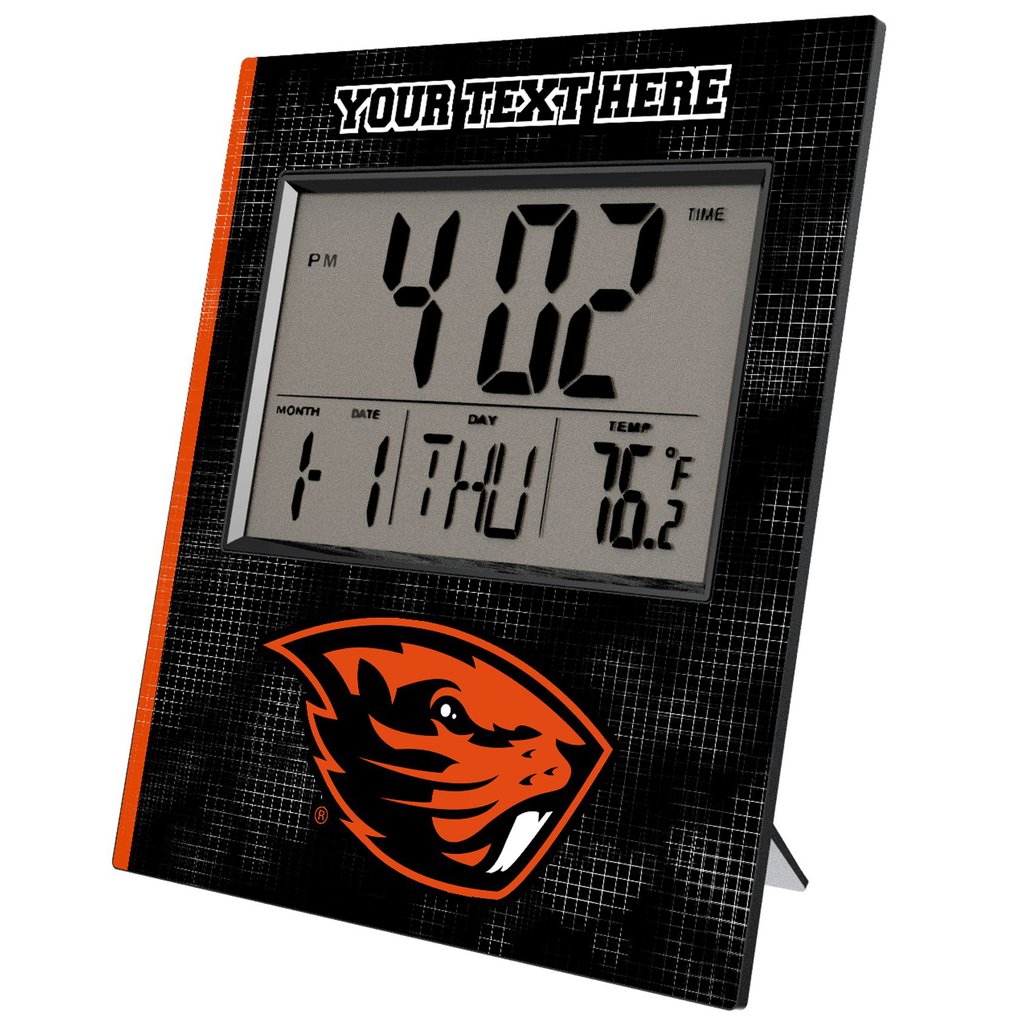 Oregon State Beavers Keyscaper Cross Hatch Personalized Digital Desk Clock