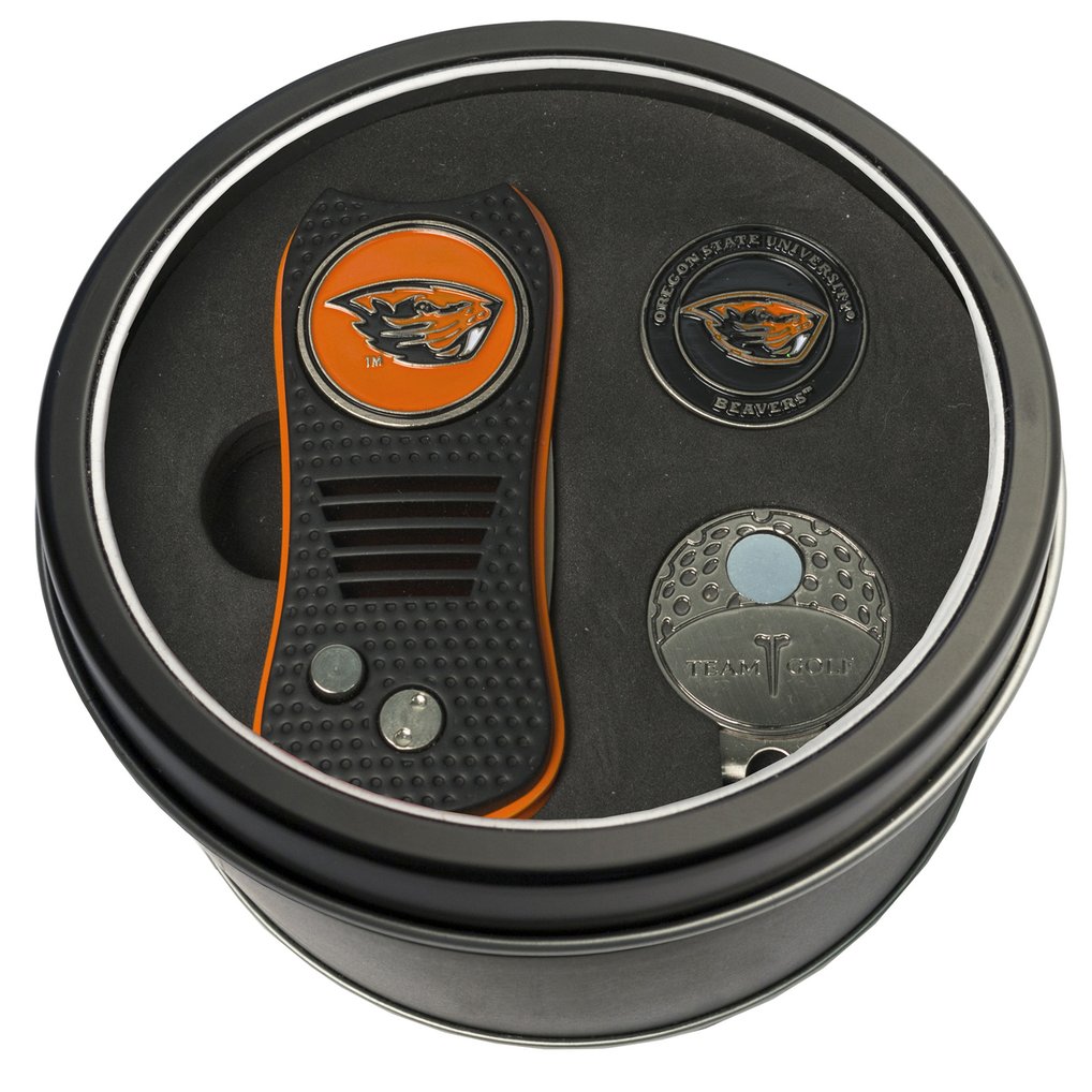 Oregon State Beavers Divot Tool, Ball Marker & Cap Clip Personalized Tin Gift Set
