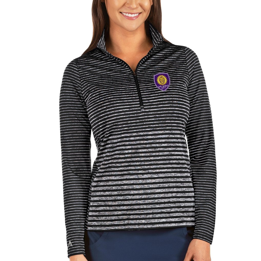 Orlando City SC Antigua Women's Pace Half-Zip Pullover Jacket - Heathered Black