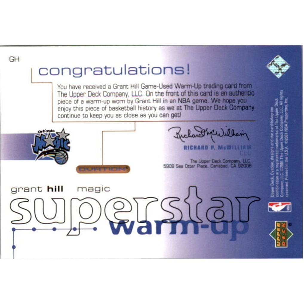 2001-02 Upper Deck Ovation Superstar Warm-Ups #GH Grant Hill