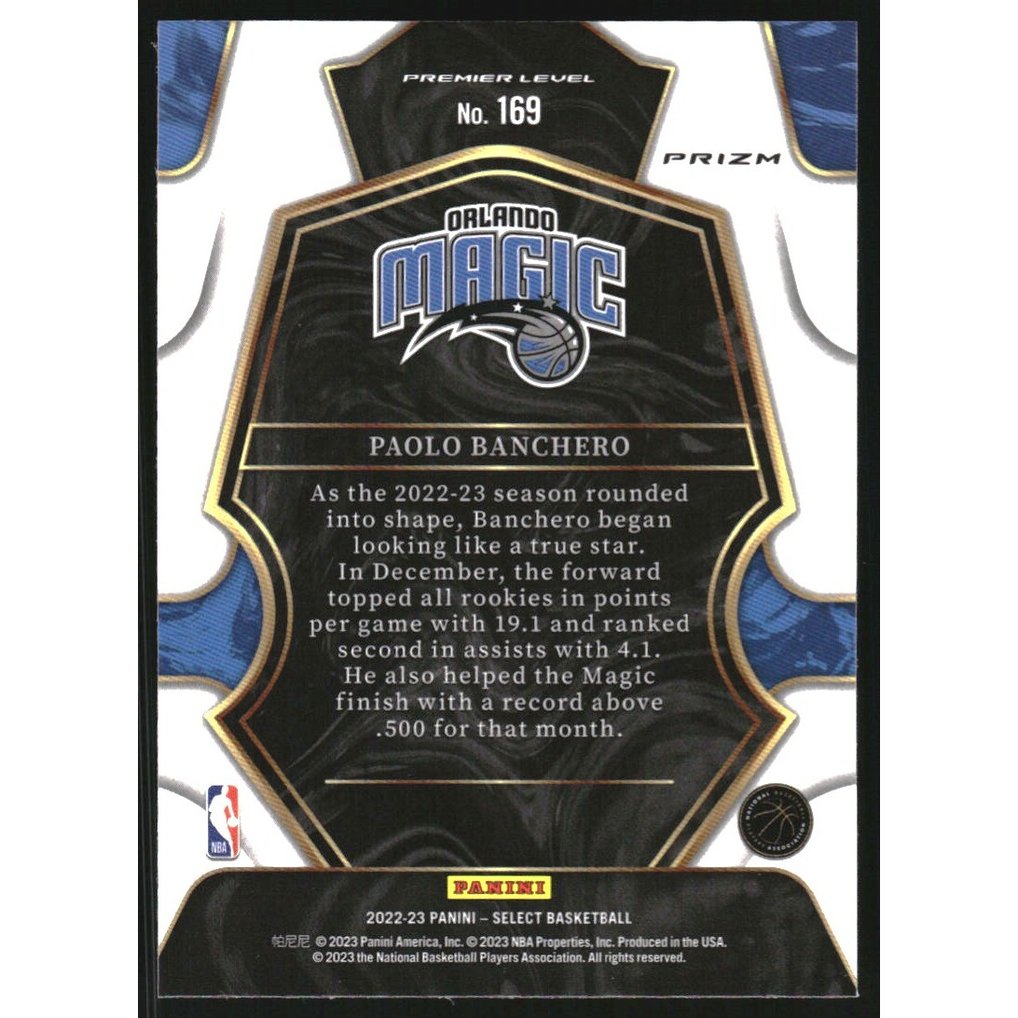 2022-23 Select Prizms Silver #169 Paolo Banchero
