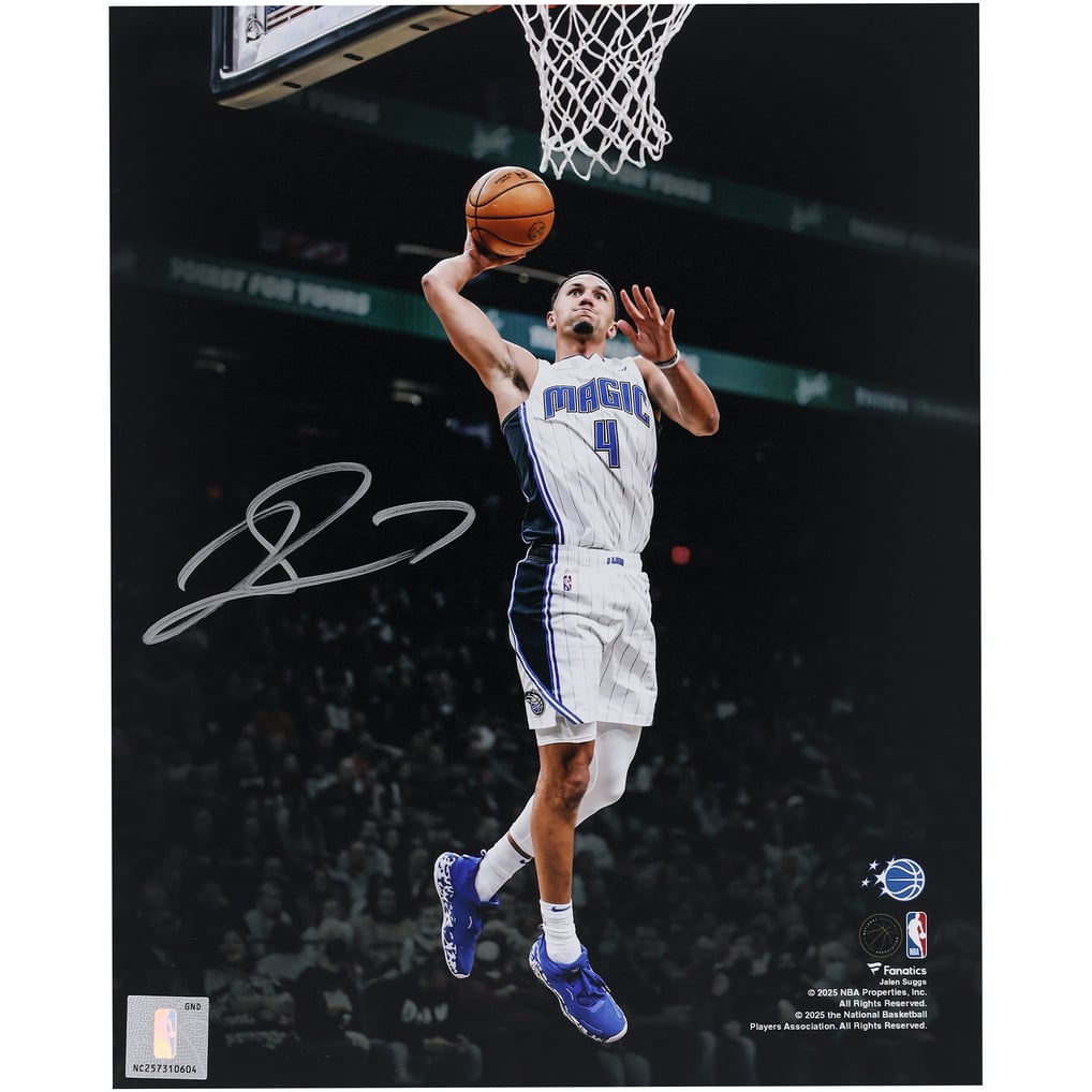 Jalen Suggs Orlando Magic Autographed Fanatics Authentic 8" x 10" Dunking Spotlight Photograph  