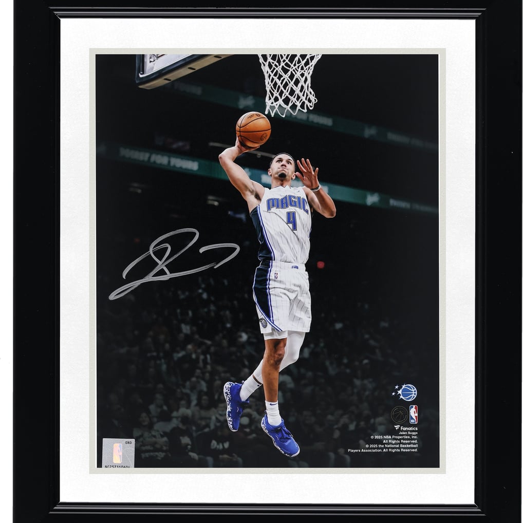 Jalen Suggs Orlando Magic Autographed Fanatics Authentic 8" x 10" Dunking Spotlight Photograph  