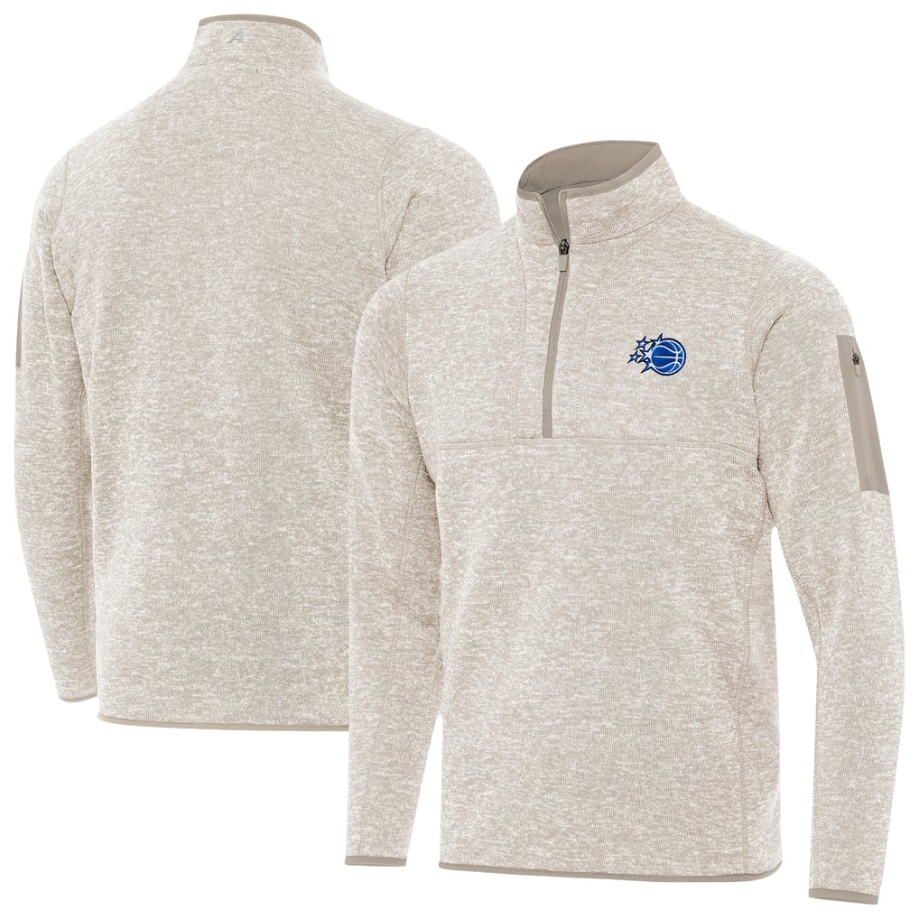 Orlando Magic Antigua New Logo Fortune Quarter-Zip Pullover Jacket - Oatmeal