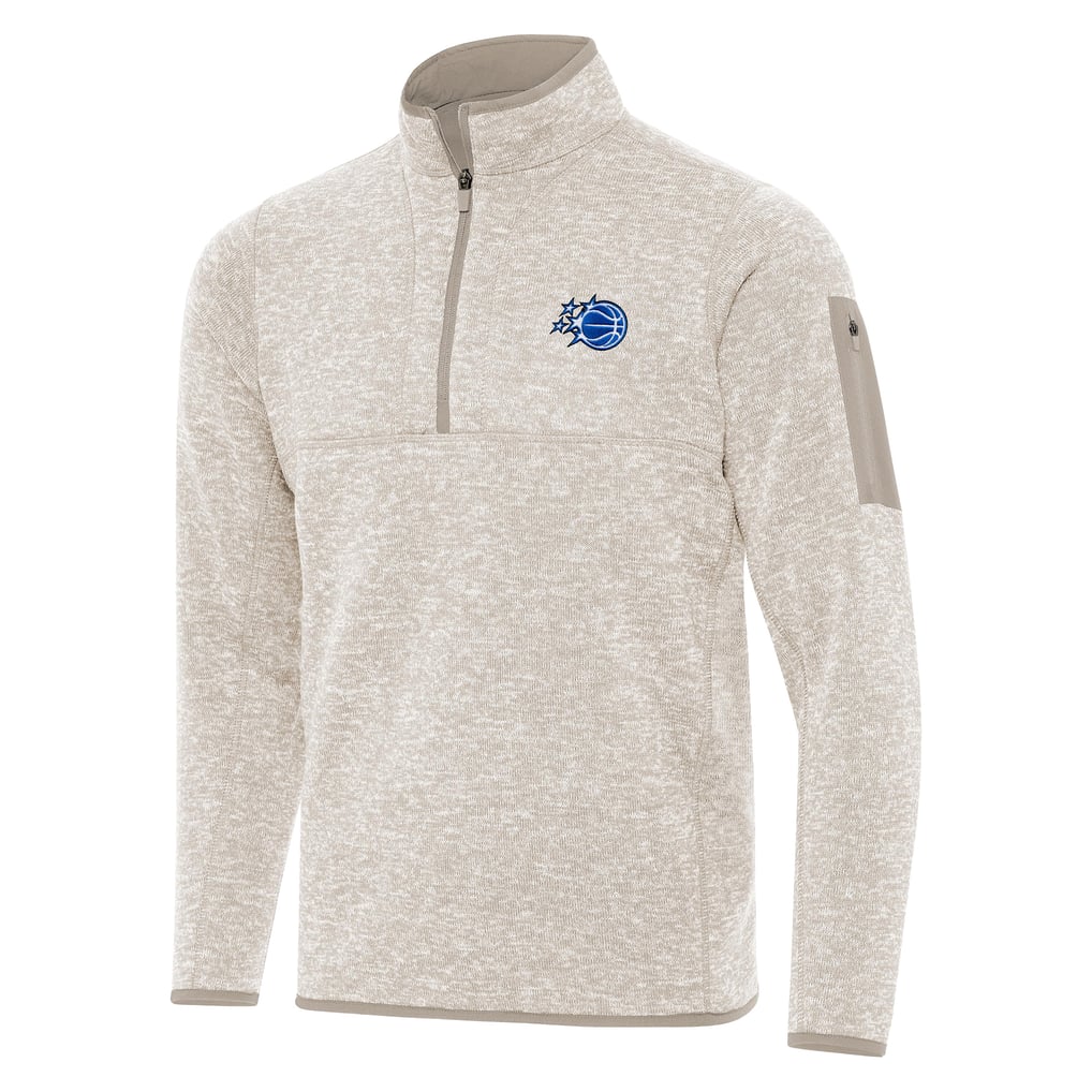 Orlando Magic Antigua New Logo Fortune Quarter-Zip Pullover Jacket - Oatmeal