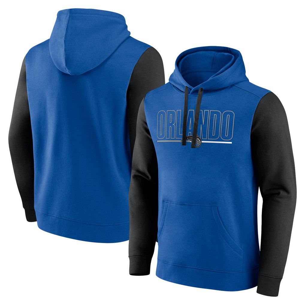 Orlando Magic Logo Athletic Outline Colorblock Pullover Hoodie - Blue