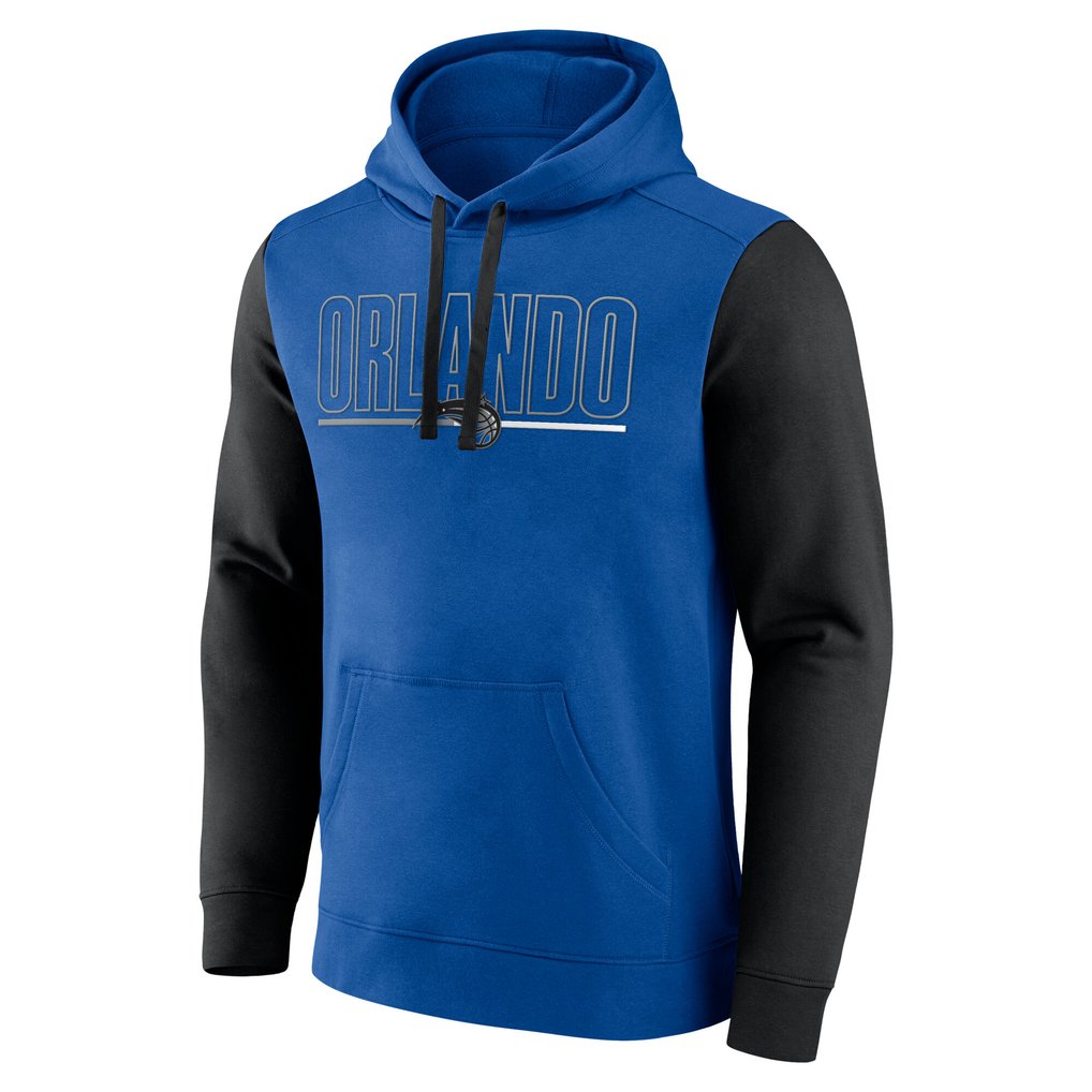 Orlando Magic Logo Athletic Outline Colorblock Pullover Hoodie - Blue
