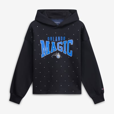 Orlando Magic Tommy Jeans Women's Stella Cropped Pullover Hoodie - Black