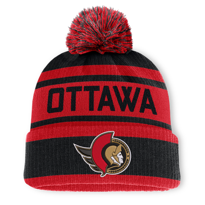 Ottawa Senators Fanatics Fundamental Cuffed Knit Hat with Pom - Black/Red
