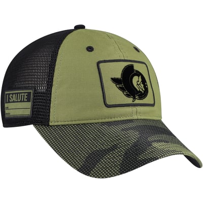  Ottawa Senators Fanatics Military Appreciation Trucker Adjustable Hat - Olive