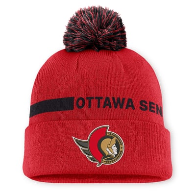 Ottawa Senators Fanatics Authentic Pro Rink Cuffed Knit Hat with Pom - Red