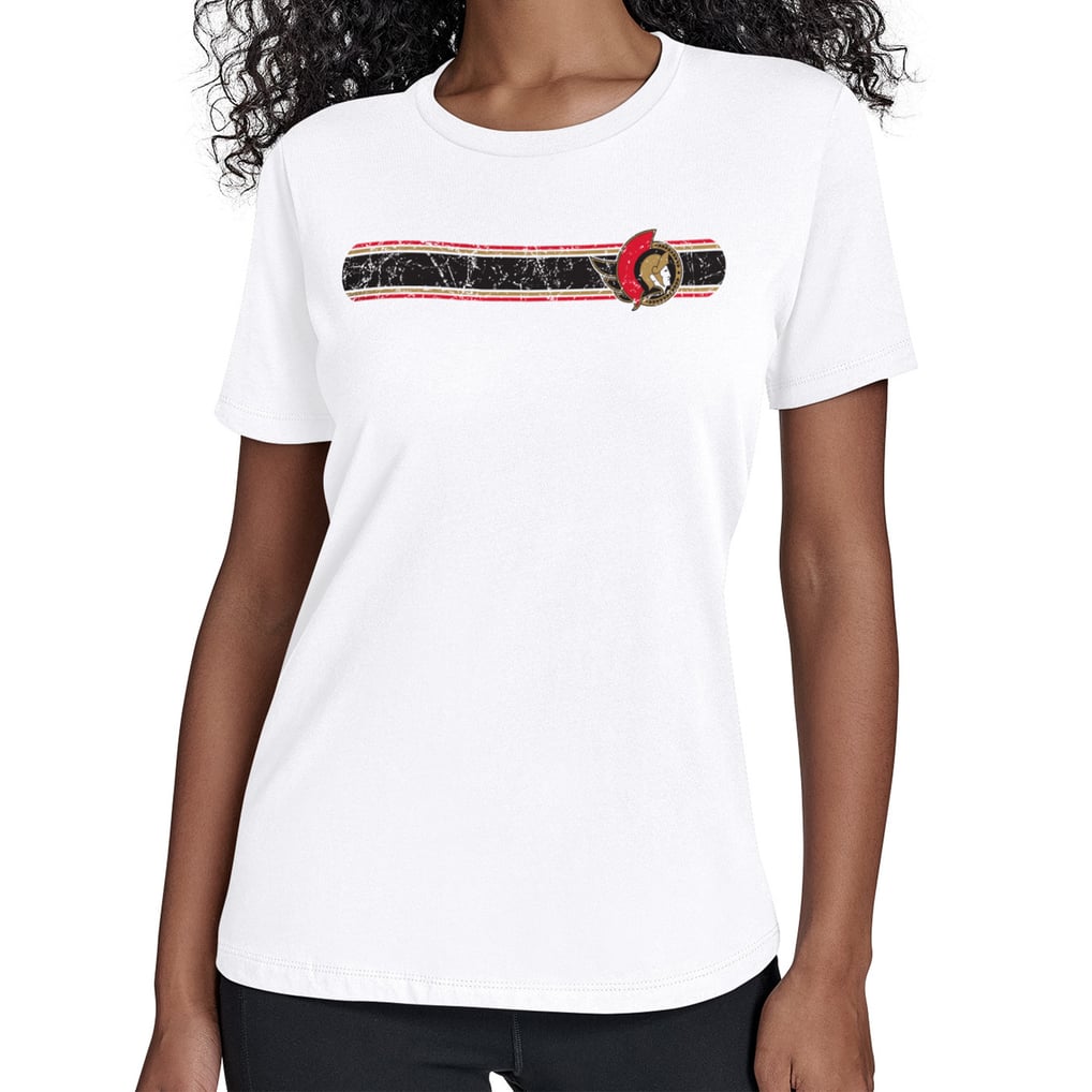 Ottawa Senators Starter Women's Team Stripe T-Shirt - White