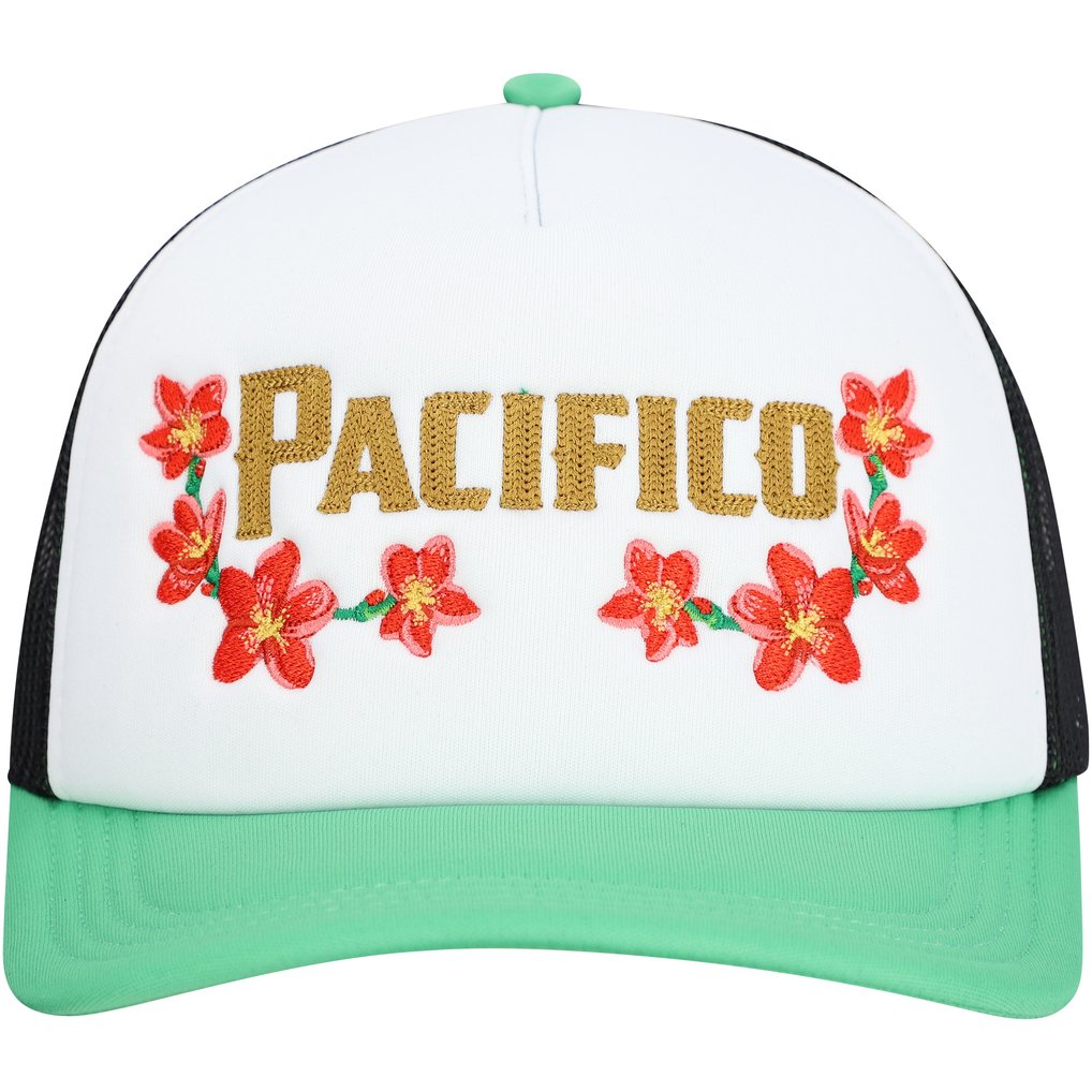 Pacifico  Beer Floral Foam Trucker Adjustable Hat - White