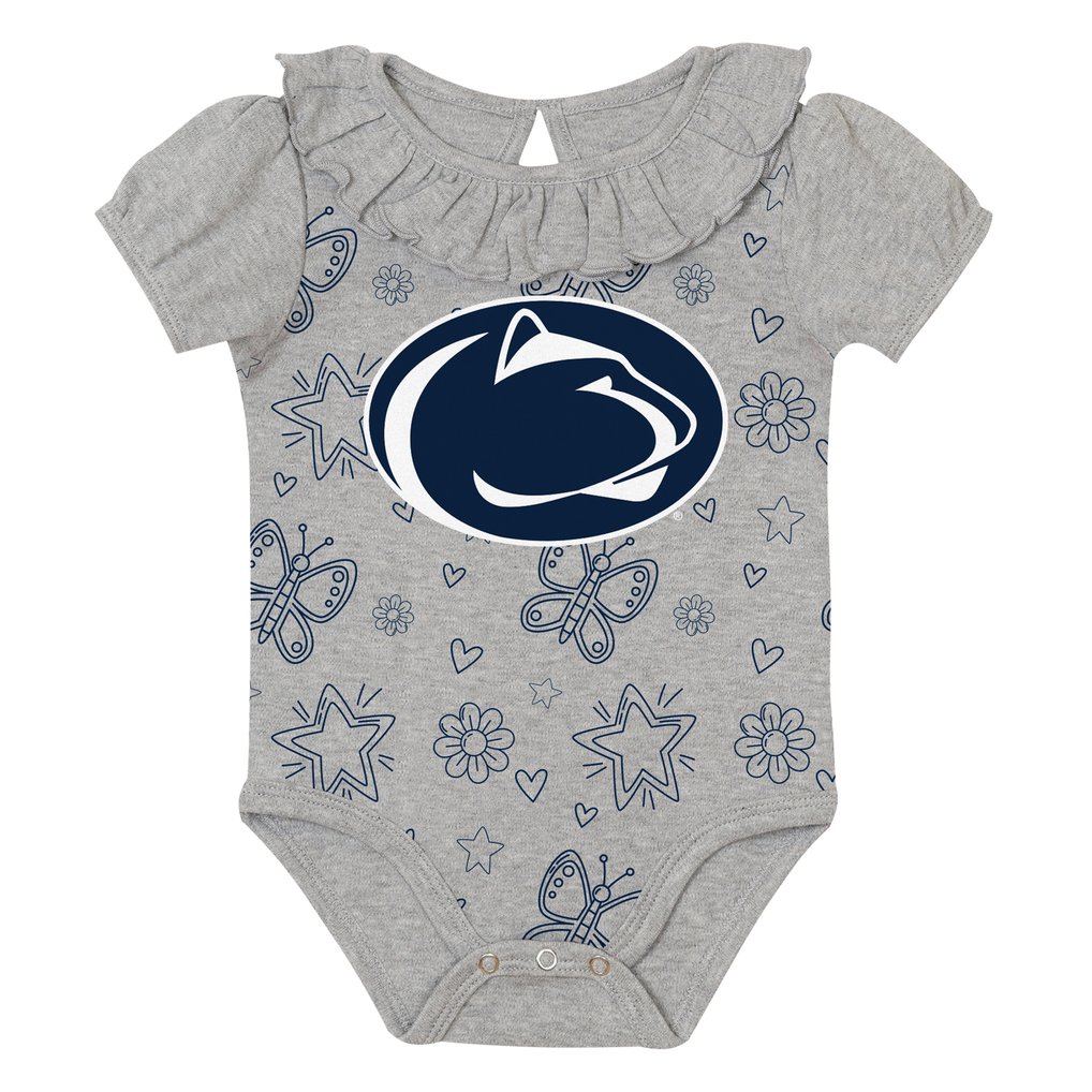  Penn State Nittany Lions Outerstuff Infant Two-Pack Playtime Ruffle Bodysuit Set - Navy/Gray