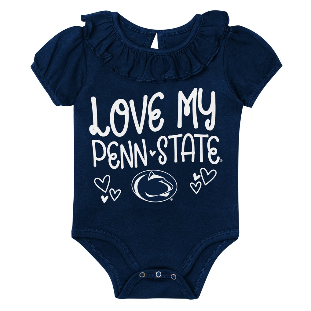  Penn State Nittany Lions Outerstuff Infant Two-Pack Playtime Ruffle Bodysuit Set - Navy/Gray