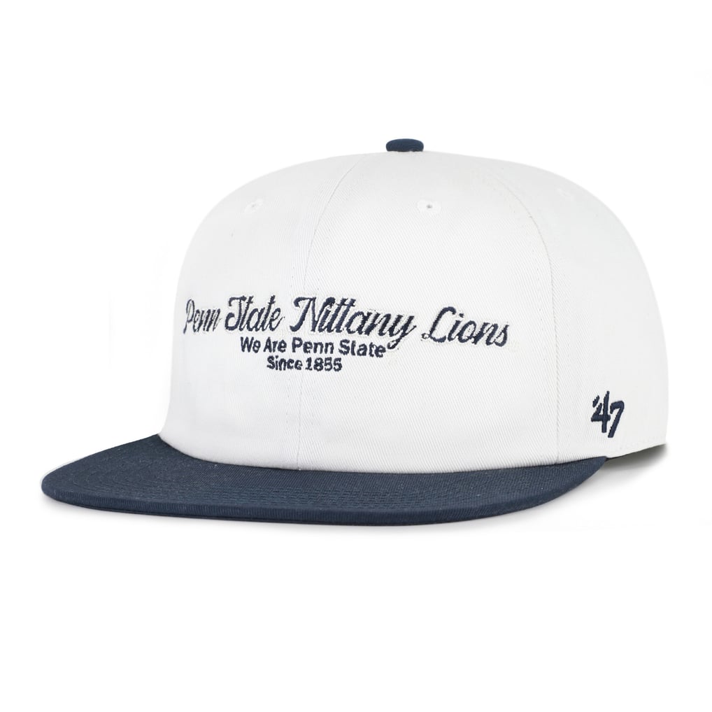 Penn State Nittany Lions '47 Script Stack Relaxed Captain Adjustable Hat - White/Navy
