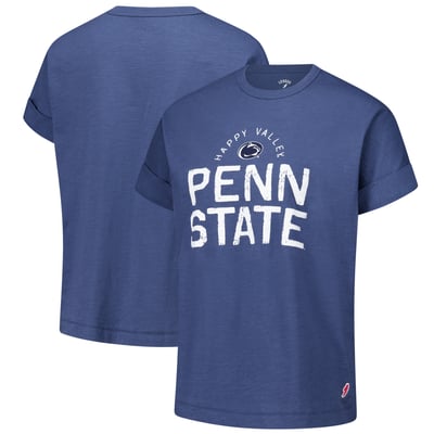 Penn State Nittany Lions League Collegiate Wear Women's Slub Rolled Cuff T-Shirt - Navy