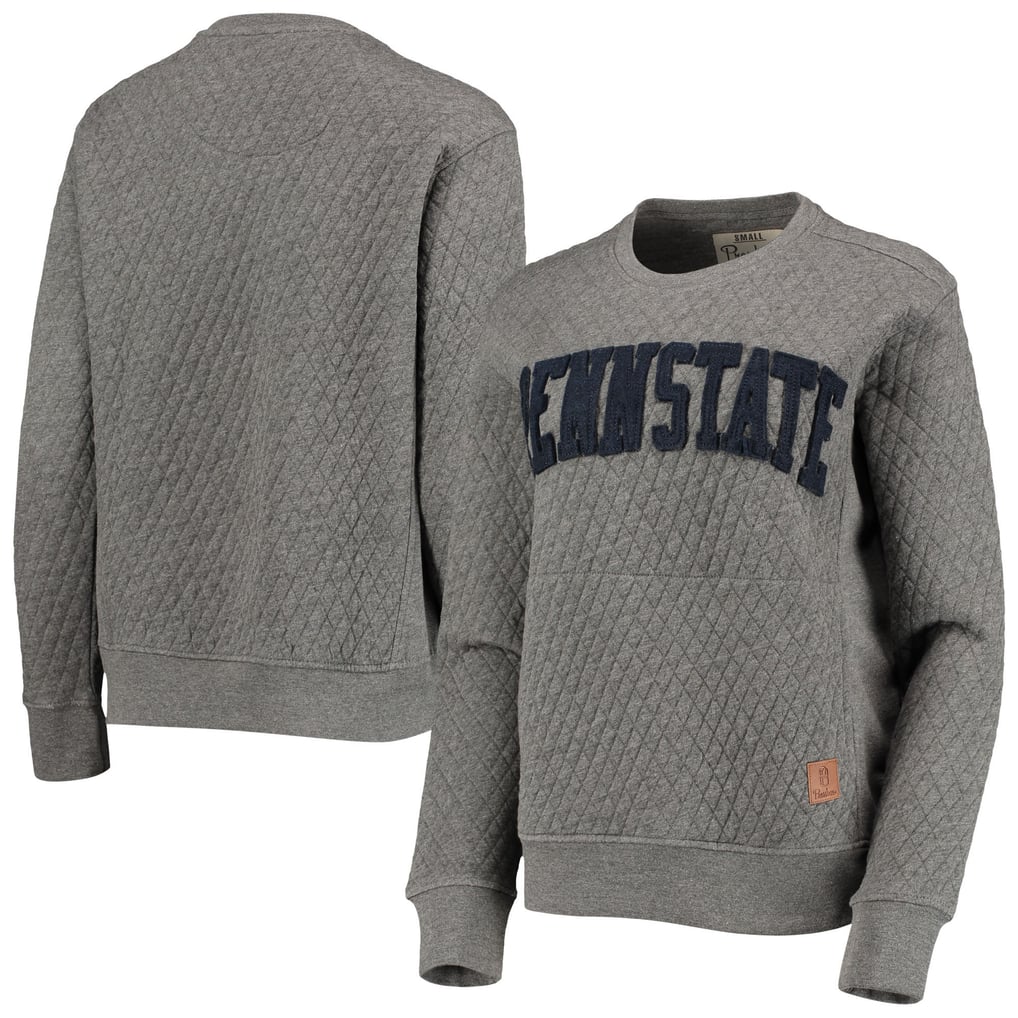 Penn State Nittany Lions Pressbox Women's Moose Quilted Pullover Sweatshirt - Heather Charcoal