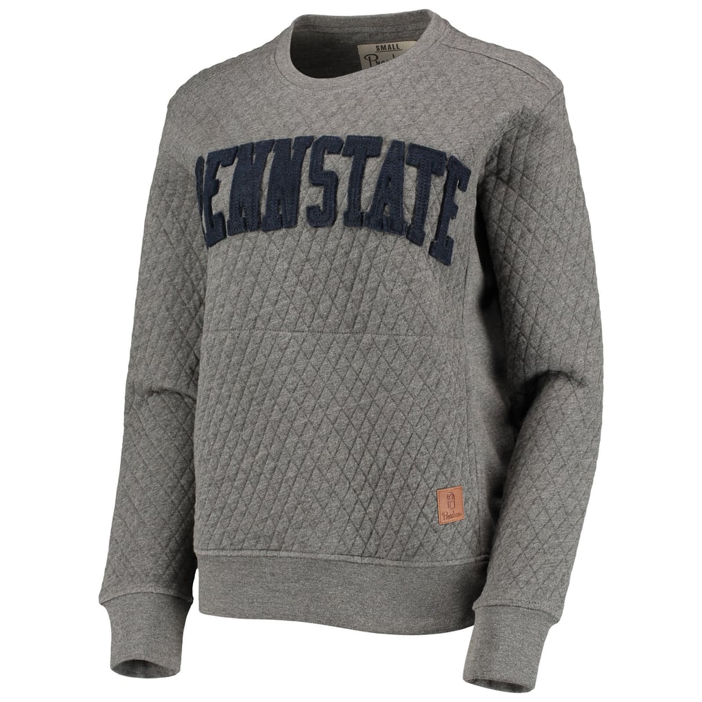 Penn State Nittany Lions Pressbox Women's Moose Quilted Pullover Sweatshirt - Heather Charcoal