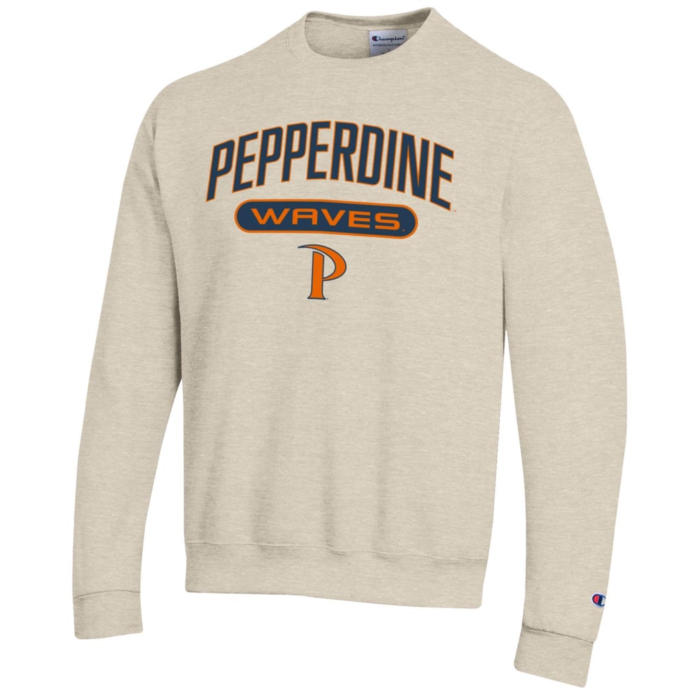 Pepperdine Waves Champion Eco Powerblend Crewneck Pullover Sweatshirt - Oatmeal