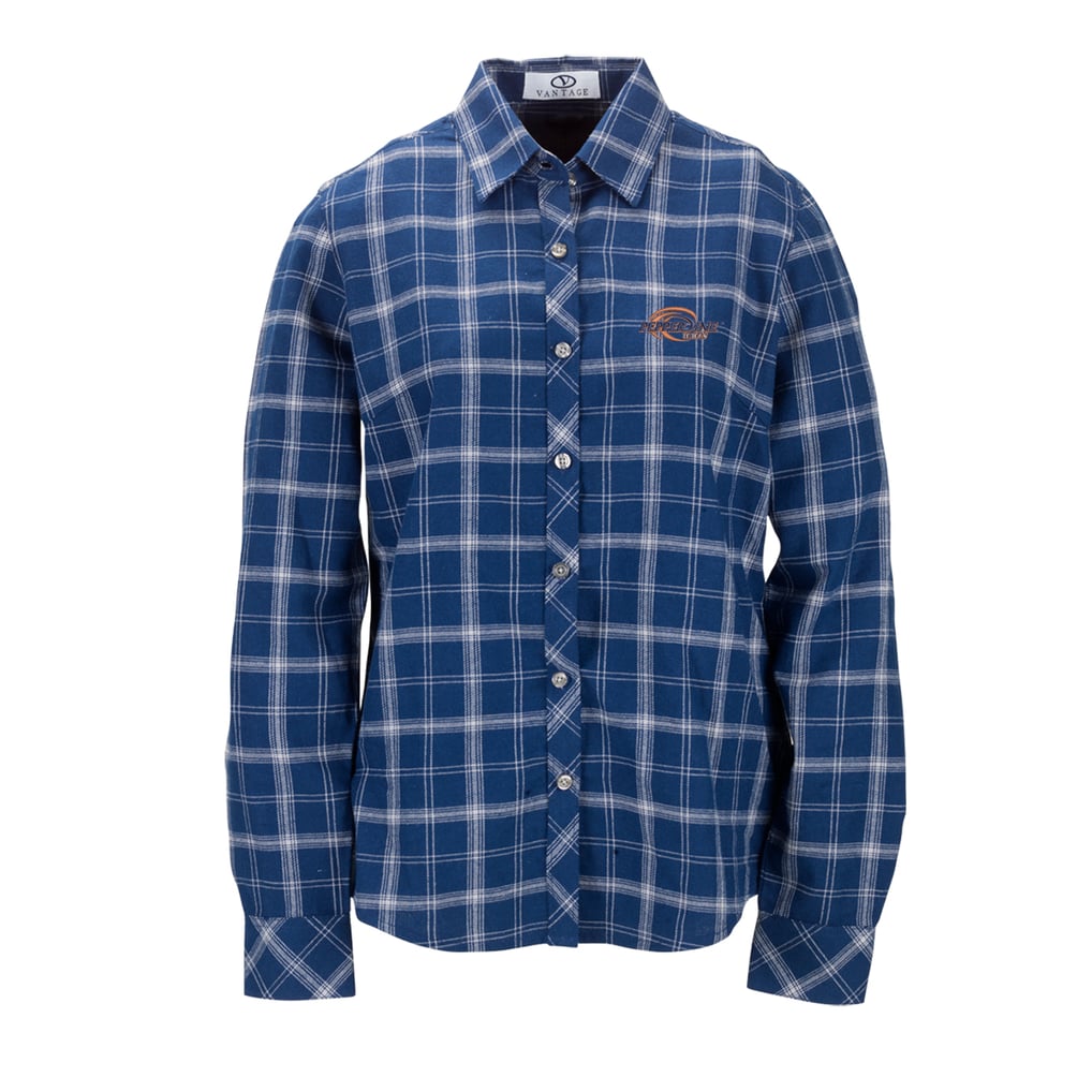 Pepperdine Waves Women's Brewer Flannel Button-Down Long Sleeve Shirt - Navy