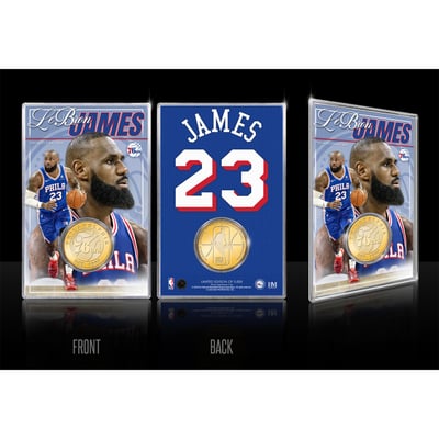 LeBron James Philadelphia 76ers Highland Mint Limited Edition Bronze Coin with Acrylic Holder