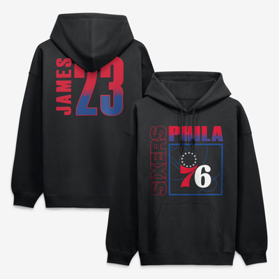LeBron James Philadelphia 76ers  Home Court Pop Name & Number Hoodie - Black