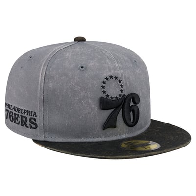 Philadelphia 76ers New Era Washed 59FIFTY Fitted Hat - Gray/Black