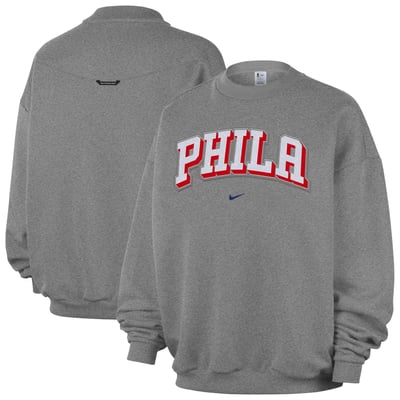  Philadelphia 76ers Nike Standard Issue Wordmark Fleece Crewneck Sweatshirt - Dark Heather Gray