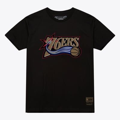  Philadelphia 76ers Mitchell & Ness Unisex Hardwood Classics Arch T-Shirt - Black