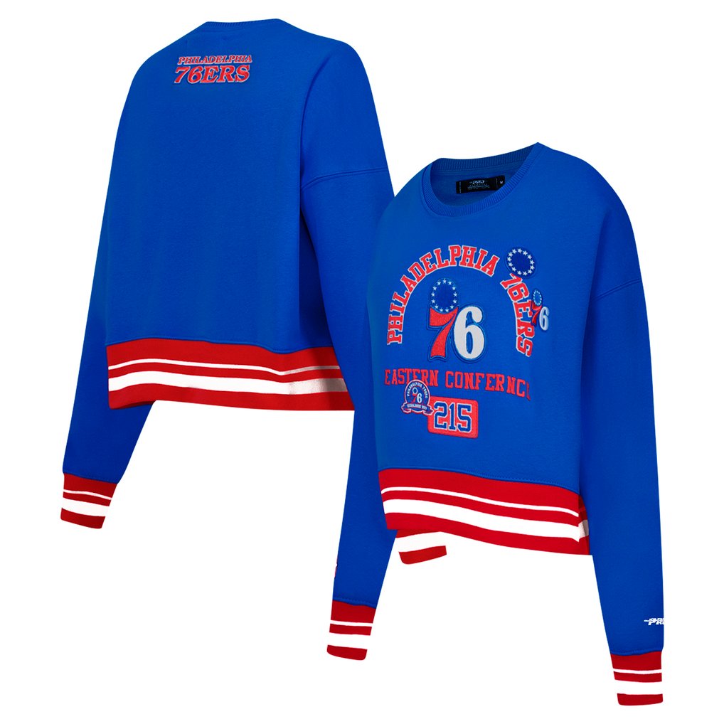 Philadelphia 76ers Pro Standard Women's Area Code Cropped Pullover Sweatshirt - Royal