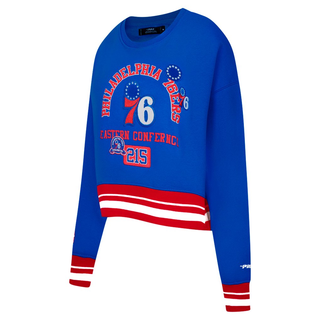 Philadelphia 76ers Pro Standard Women's Area Code Cropped Pullover Sweatshirt - Royal