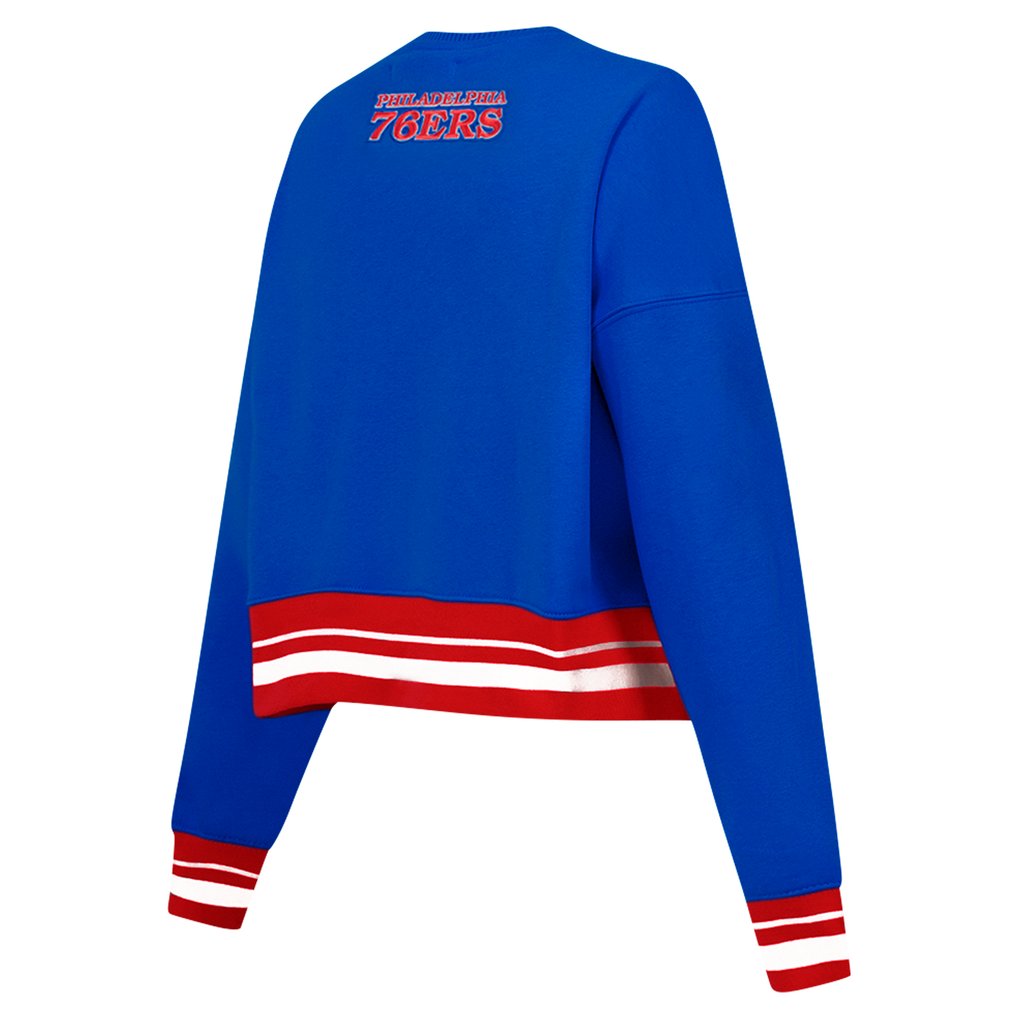 Philadelphia 76ers Pro Standard Women's Area Code Cropped Pullover Sweatshirt - Royal