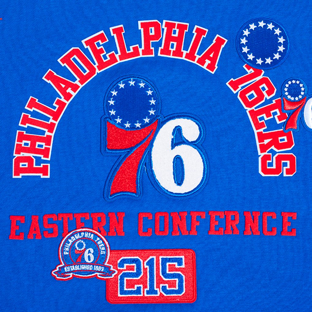 Philadelphia 76ers Pro Standard Women's Area Code Cropped Pullover Sweatshirt - Royal