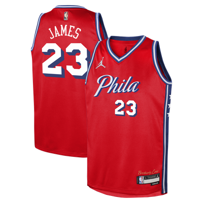 LeBron James Philadelphia 76ers Jordan Brand Youth Swingman Jersey - Red - Statement Edition