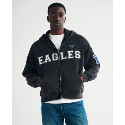 Philadelphia Eagles Abercrombie & Fitch  Fleece Full-Zip Hoodie - Black