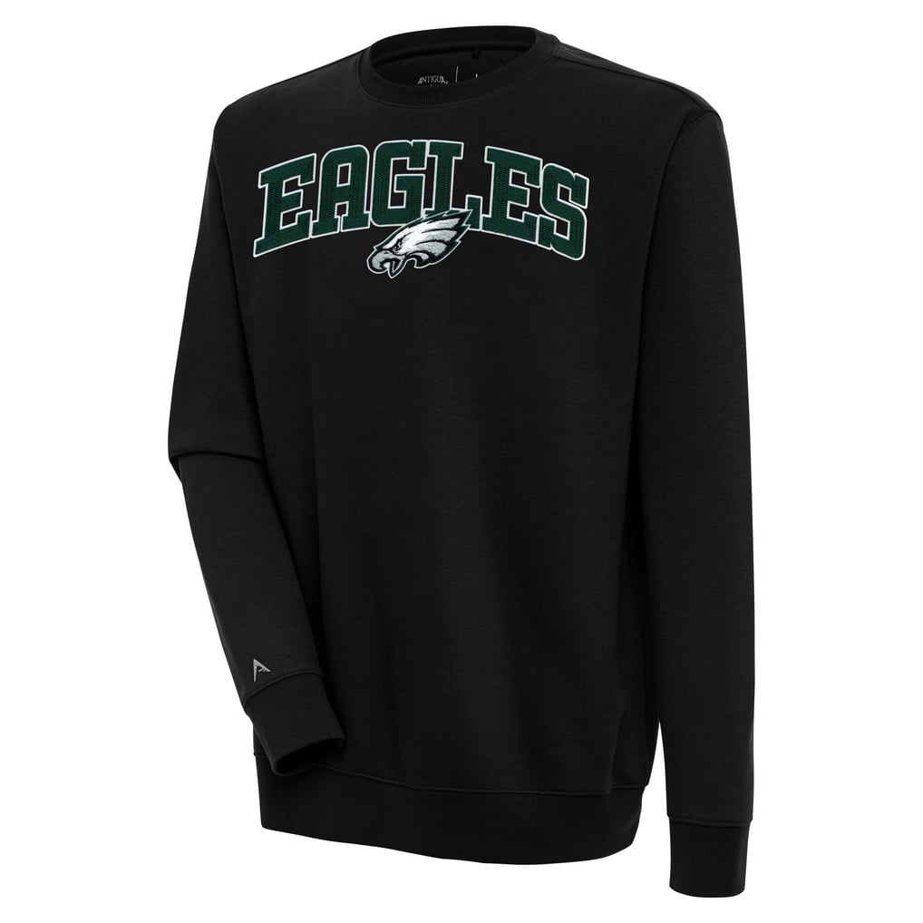  Philadelphia Eagles Antigua Victory Chenille Pullover Sweatshirt - Black