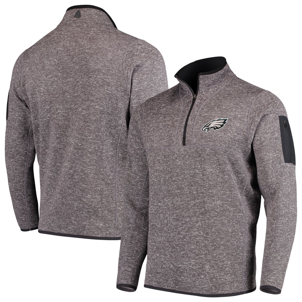 Philadelphia Eagles Antigua Fortune Quarter-Zip Pullover Jacket - Charcoal