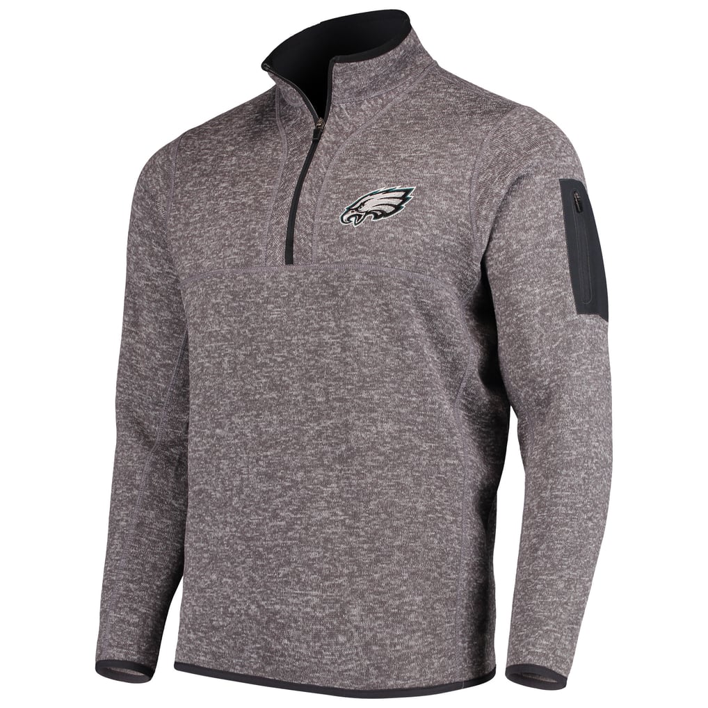 Philadelphia Eagles Antigua Fortune Quarter-Zip Pullover Jacket - Charcoal