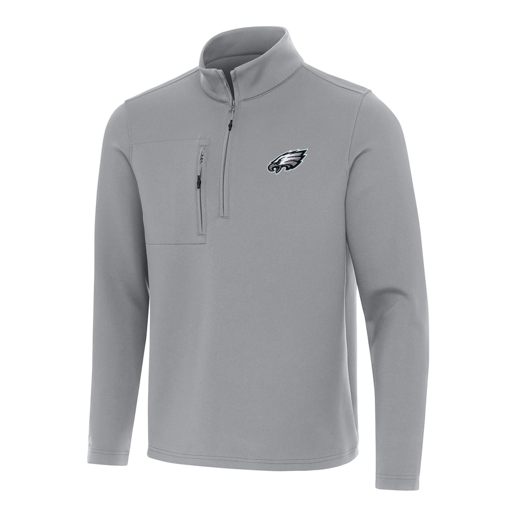 Philadelphia Eagles Antigua Insider Quarter-Zip Pullover Top - Gray