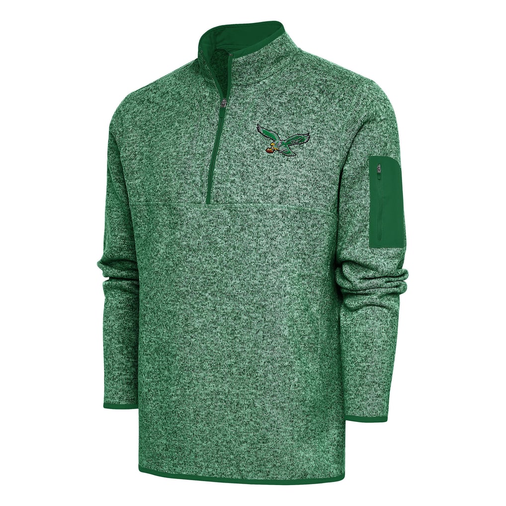 Philadelphia Eagles Antigua Throwback Fortune Quarter-Zip Pullover Jacket - Green