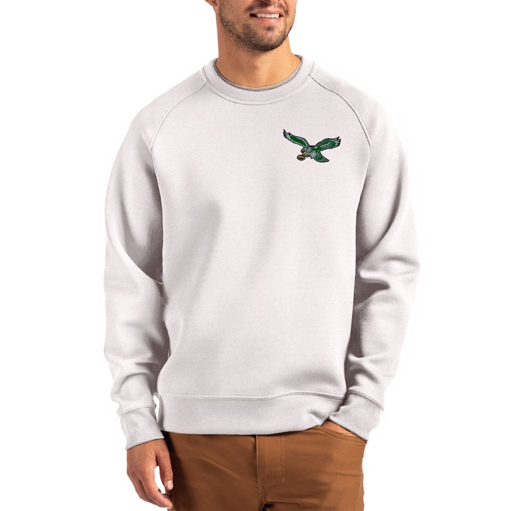 Philadelphia Eagles Cutter & Buck Throwback Roam Recycled Raglan Pullover Sweatshirt - Gray