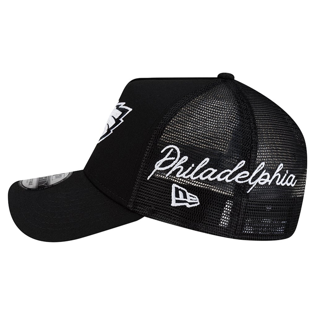 Philadelphia Eagles New Era City Script 9FORTY A-Frame Adjustable Hat - Black