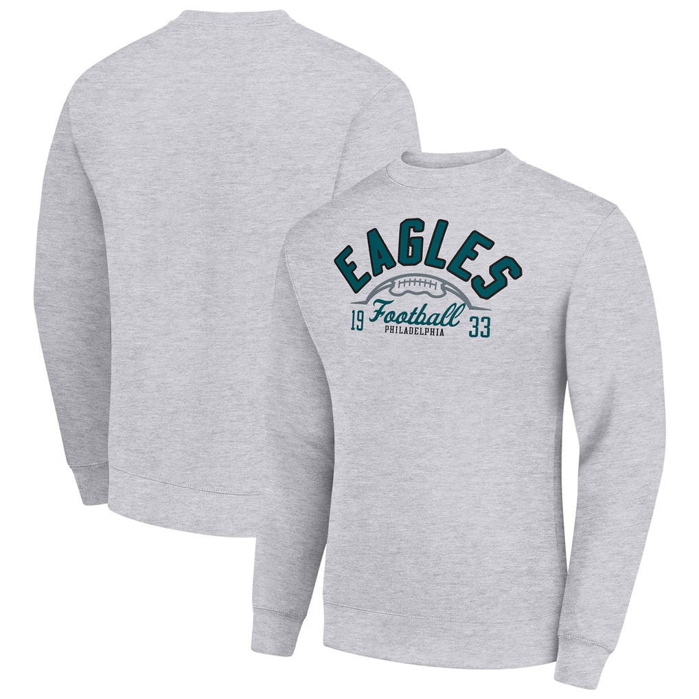 Philadelphia Eagles Starter Half Ball Team Graphic Tri-Blend Fleece Pullover Sweatshirt - Heather Gray