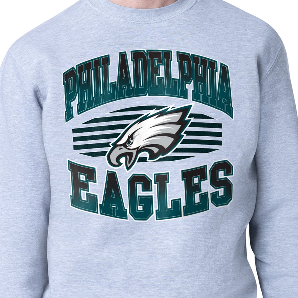 Philadelphia Eagles Starter Team Grit Graphic Fleece Pullover Sweatshirt - Heather Gray