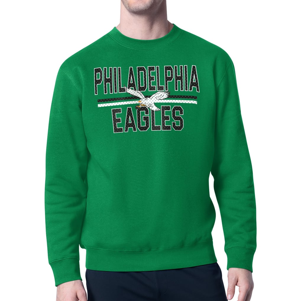 Philadelphia Eagles Starter Mesh Look Retro Logo Pullover Sweatshirt - Kelly Green