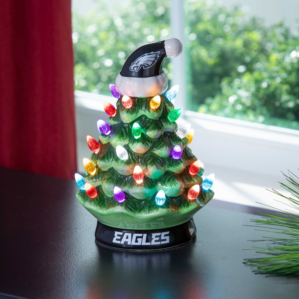 Philadelphia Eagles 8" Light Up Ceramic LED Christmas Tree
