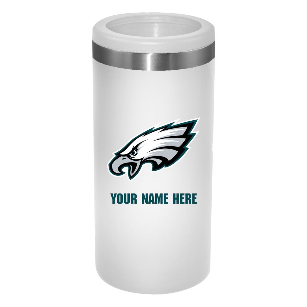 Philadelphia Eagles 12oz. Personalized Slim Can Holder - White